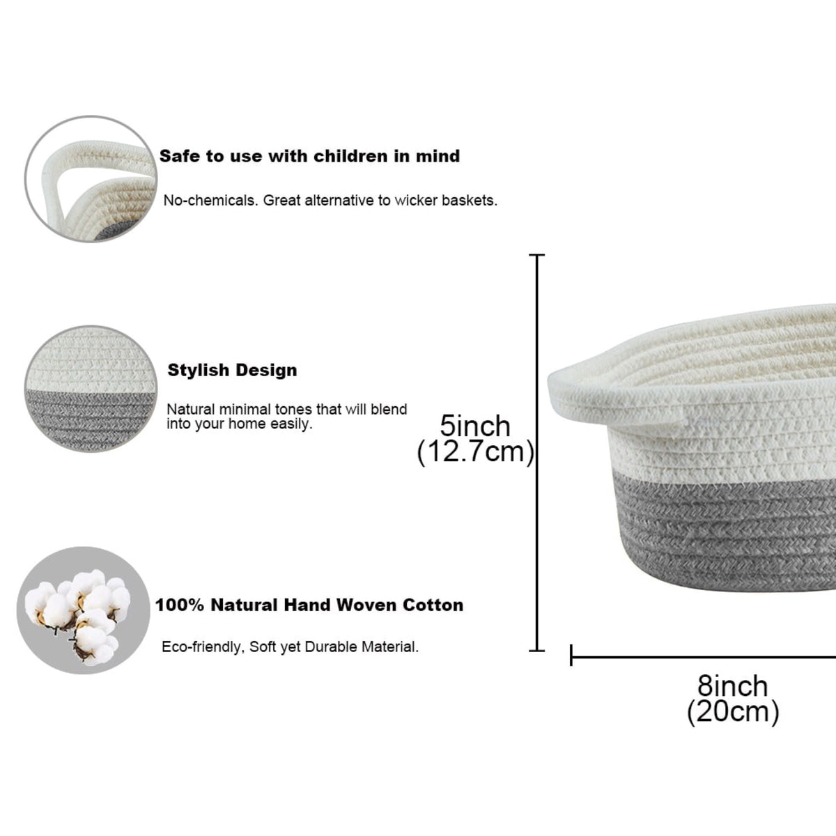 Storepavo Small Cotton Rope Baskets, Set of Two - image 3