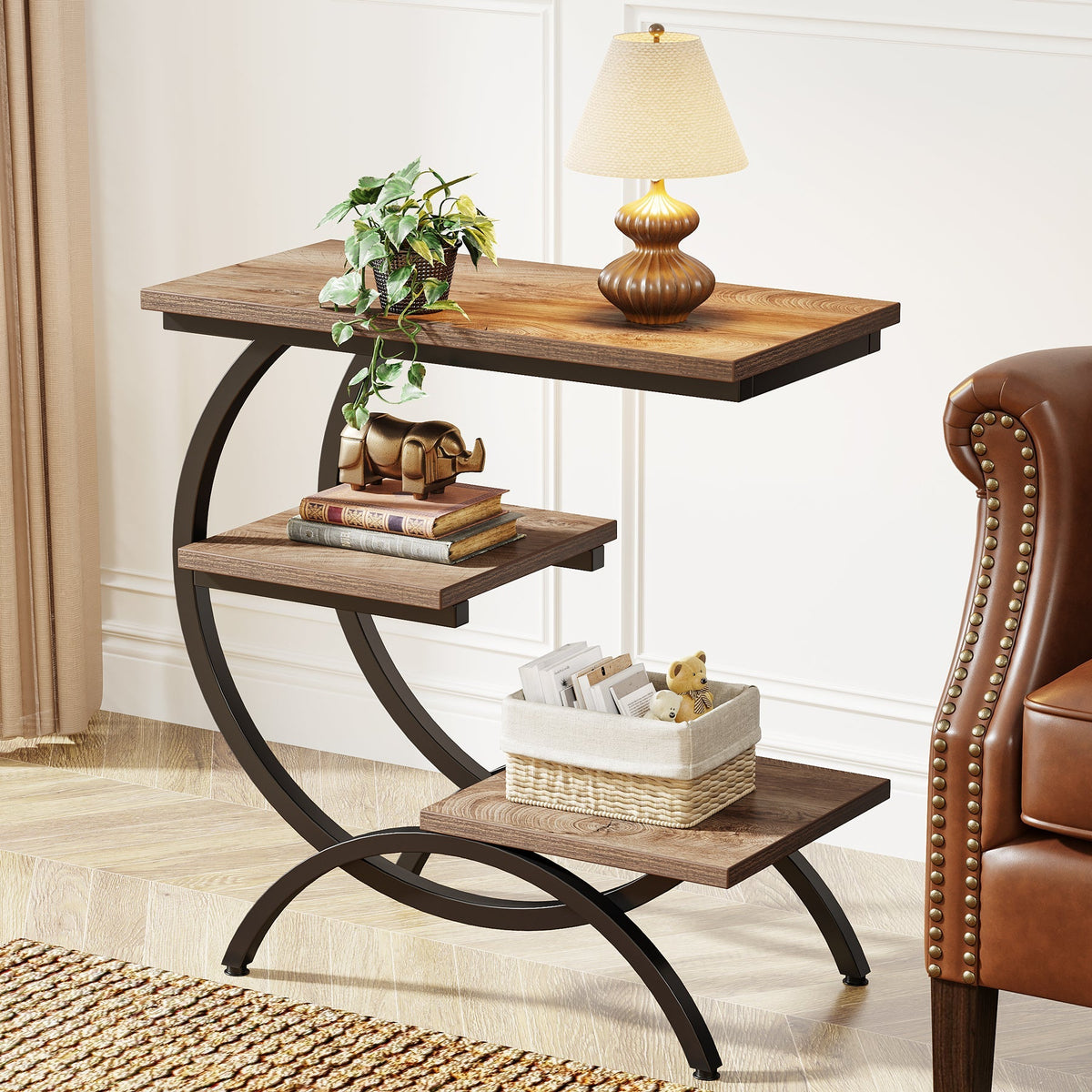 Storepavo Industrial Side Table with Storage Shelves - image 6