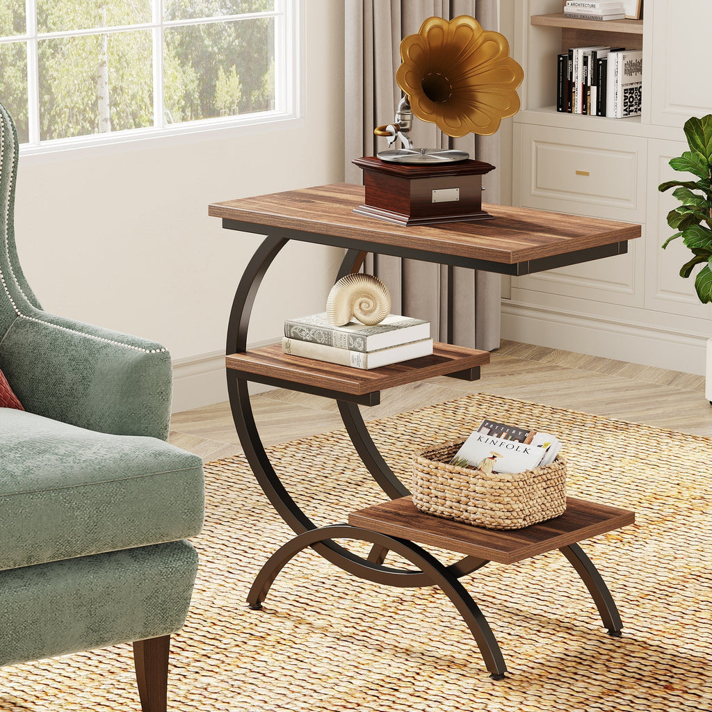 Storepavo Industrial Side Table with Storage Shelves - image 2