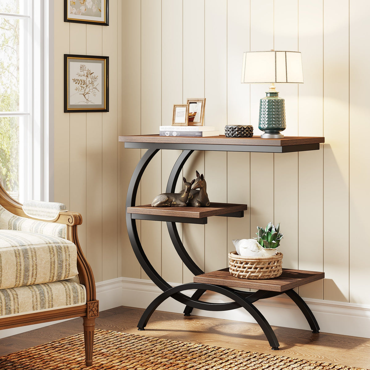 Storepavo Industrial Side Table with Storage Shelves - image 4
