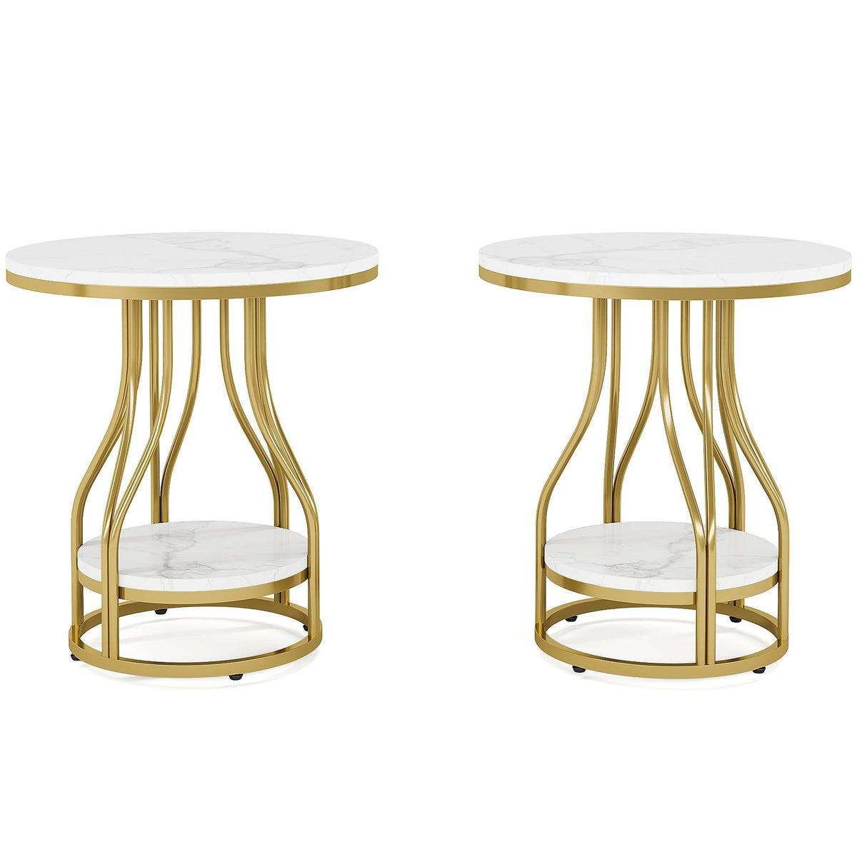 Storepavo 2-Tier Round End Table with Metal Frame - image 7