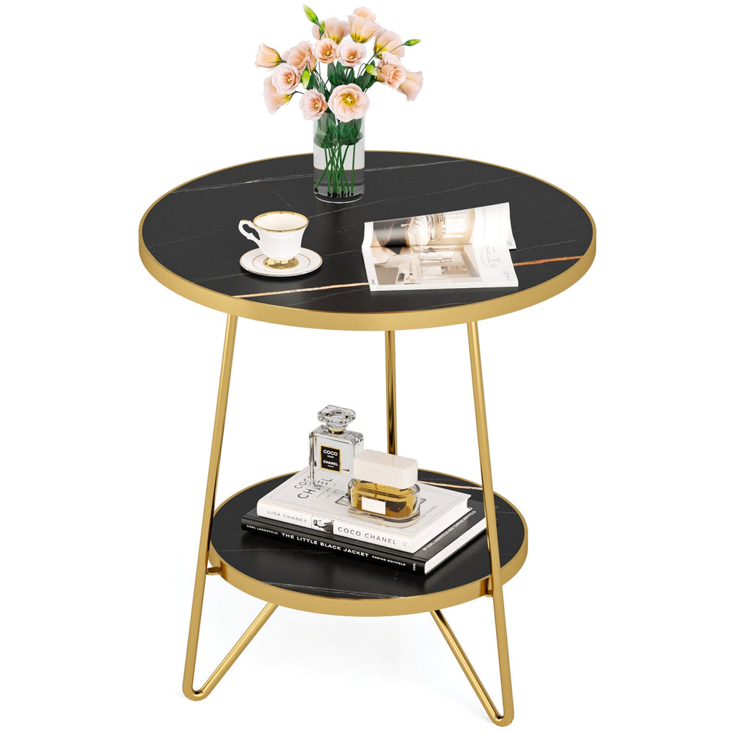 Storepavo 2-Tier Round Faux Marble End Table - image 7