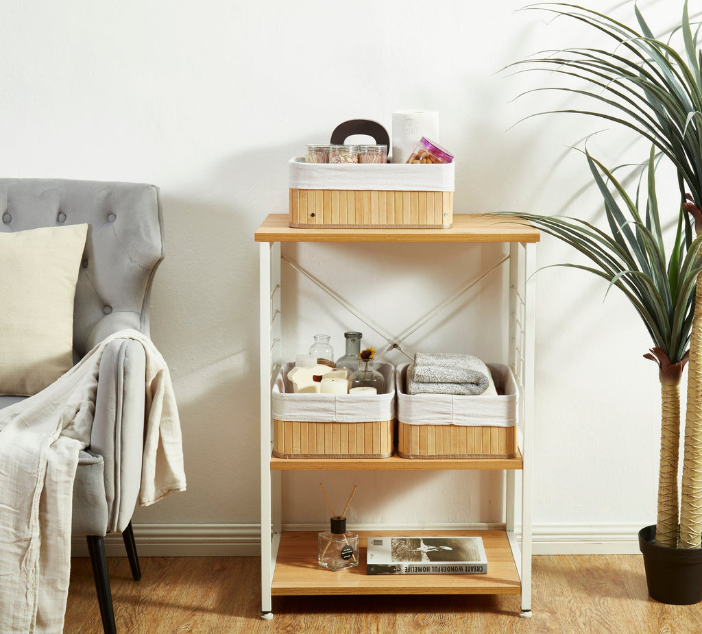 Storepavo Bamboo Storage Baskets with Removable Linen, Set of Three - image 2