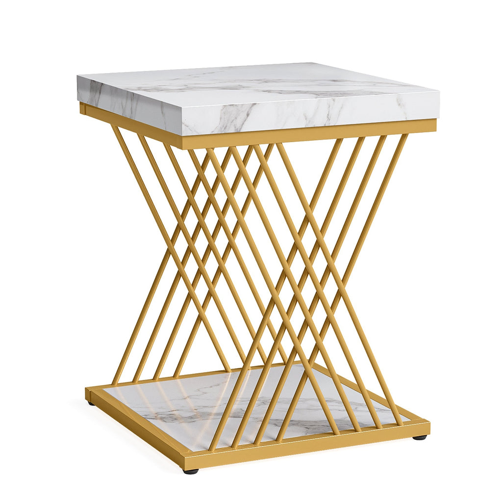 Storepavo 2-Tier Faux Marble End Table - image 2