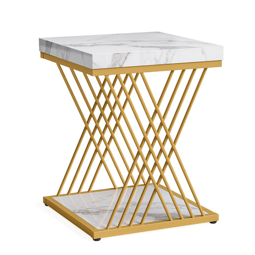 Storepavo 2-Tier Faux Marble End Table - image 2