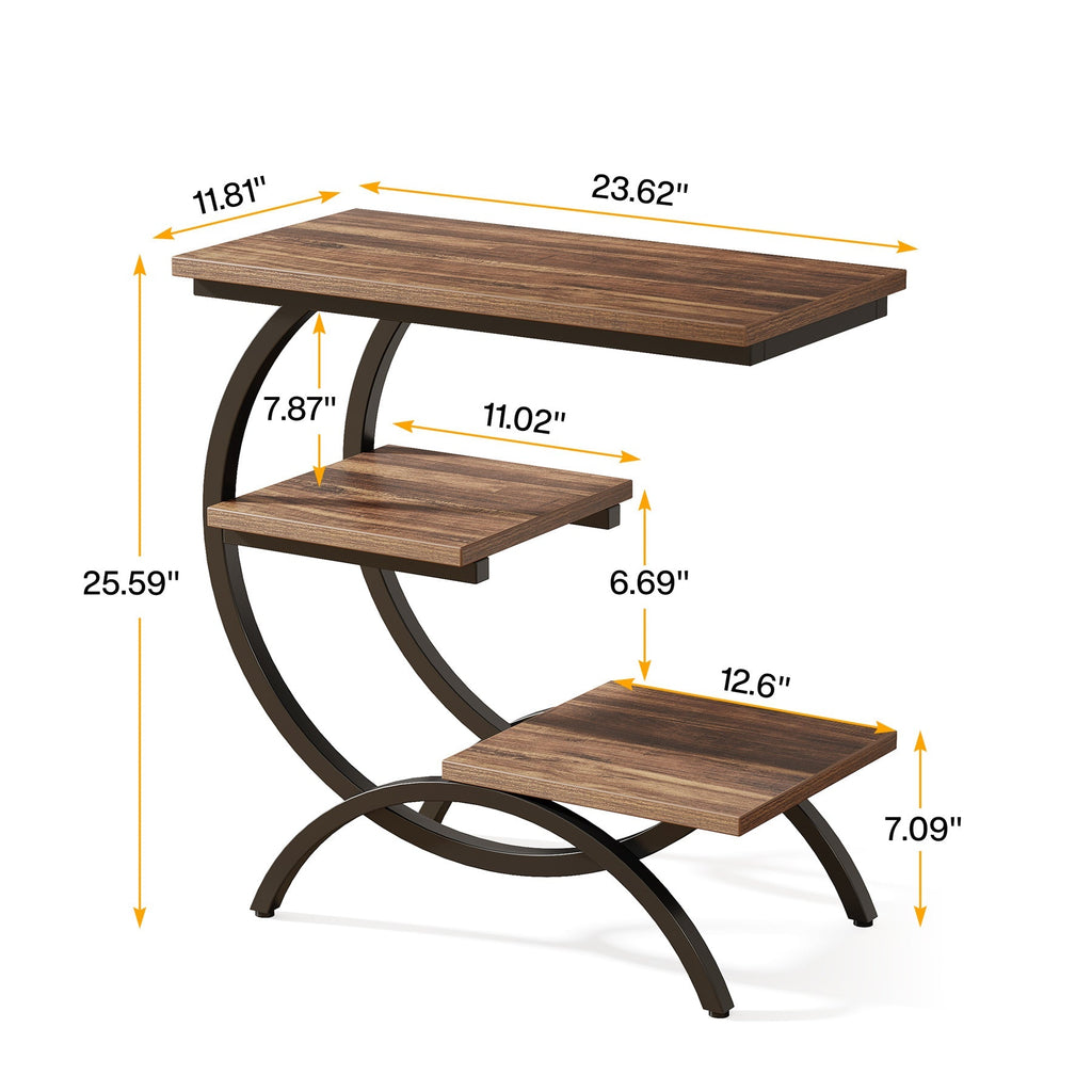 Storepavo Industrial Side Table with Storage Shelves - image 5