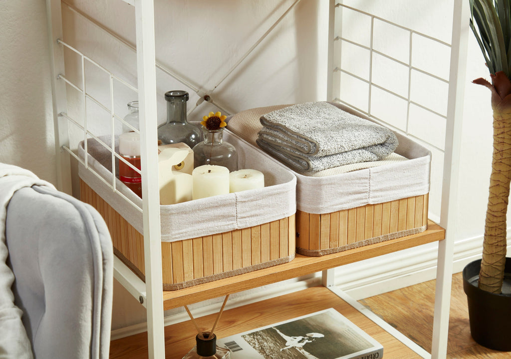 Storepavo Bamboo Storage Baskets with Removable Linen, Set of Three - image 6