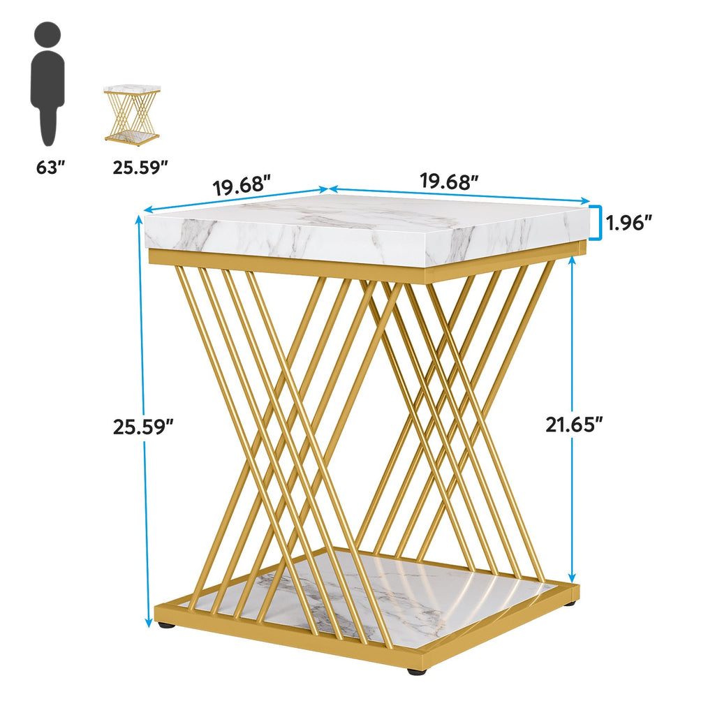 Storepavo 2-Tier Faux Marble End Table - image 6