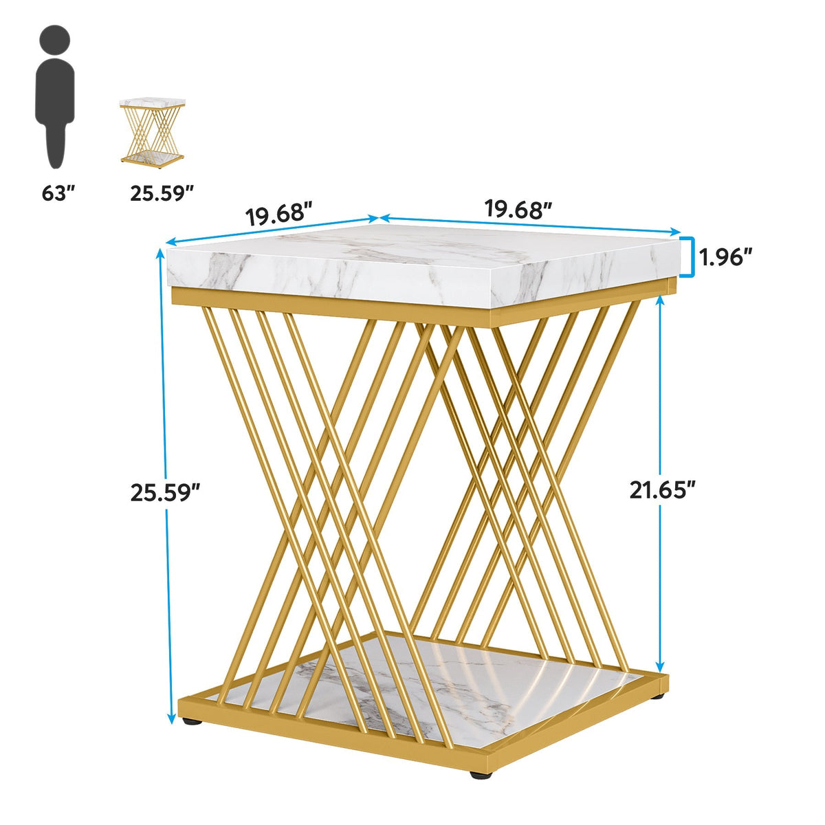Storepavo 2-Tier Faux Marble End Table - image 6