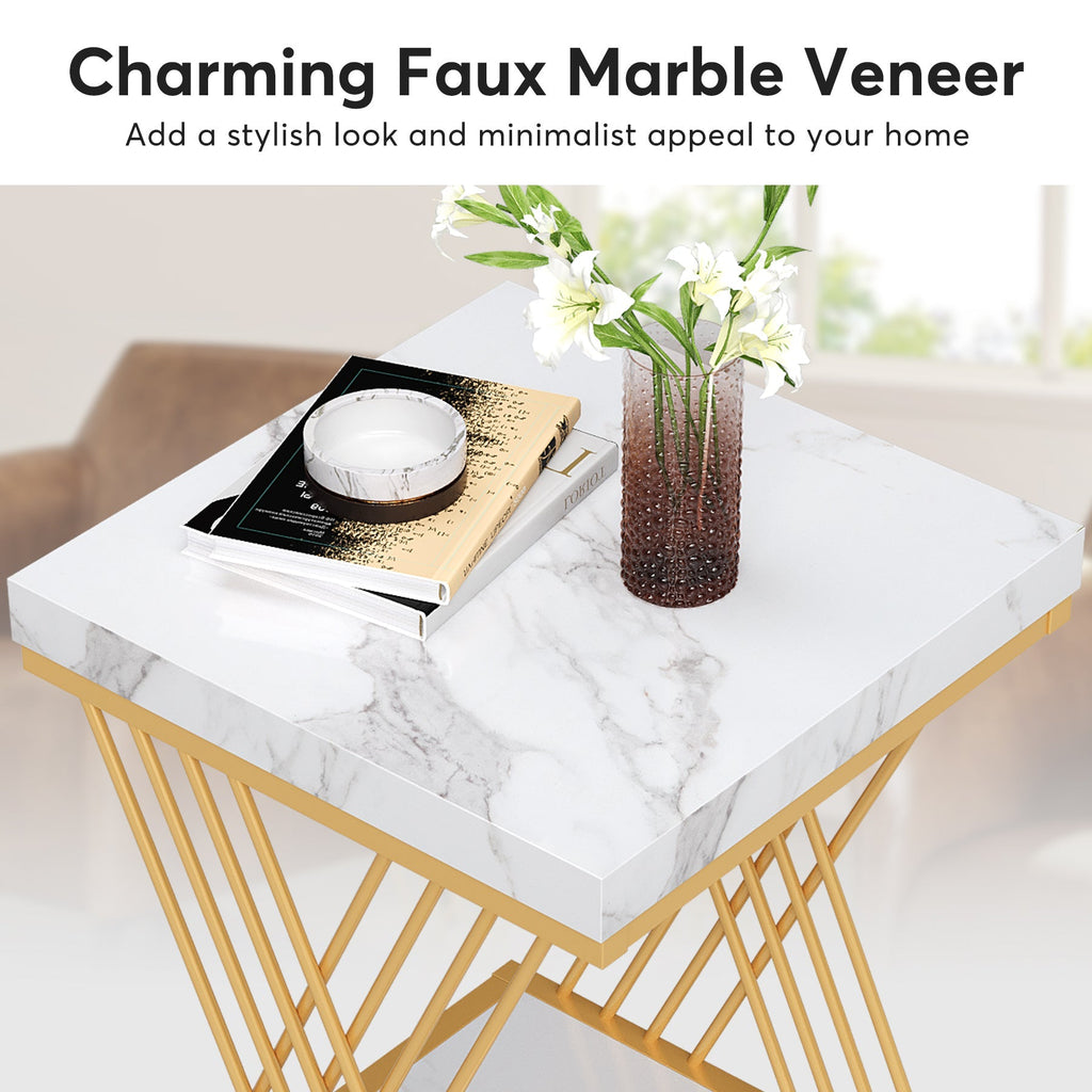 Storepavo 2-Tier Faux Marble End Table - image 5
