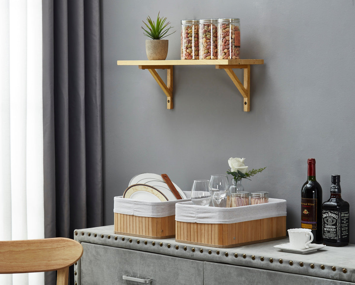 Storepavo Bamboo Storage Baskets with Removable Linen, Set of Three - image 7