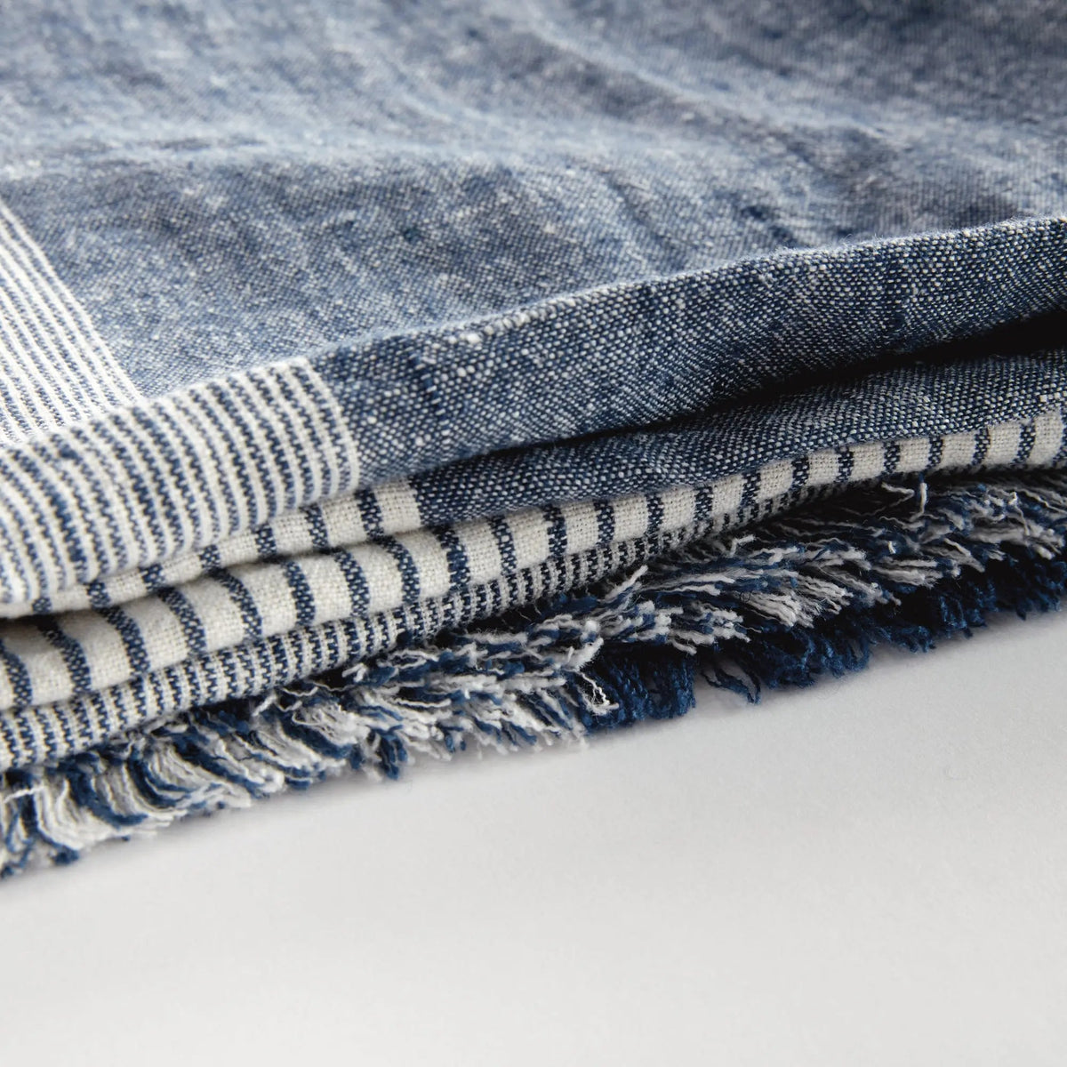 Storepavo Leon European Linen Throw – Navy & Ivory Woven Indoor Blanket - image 4
