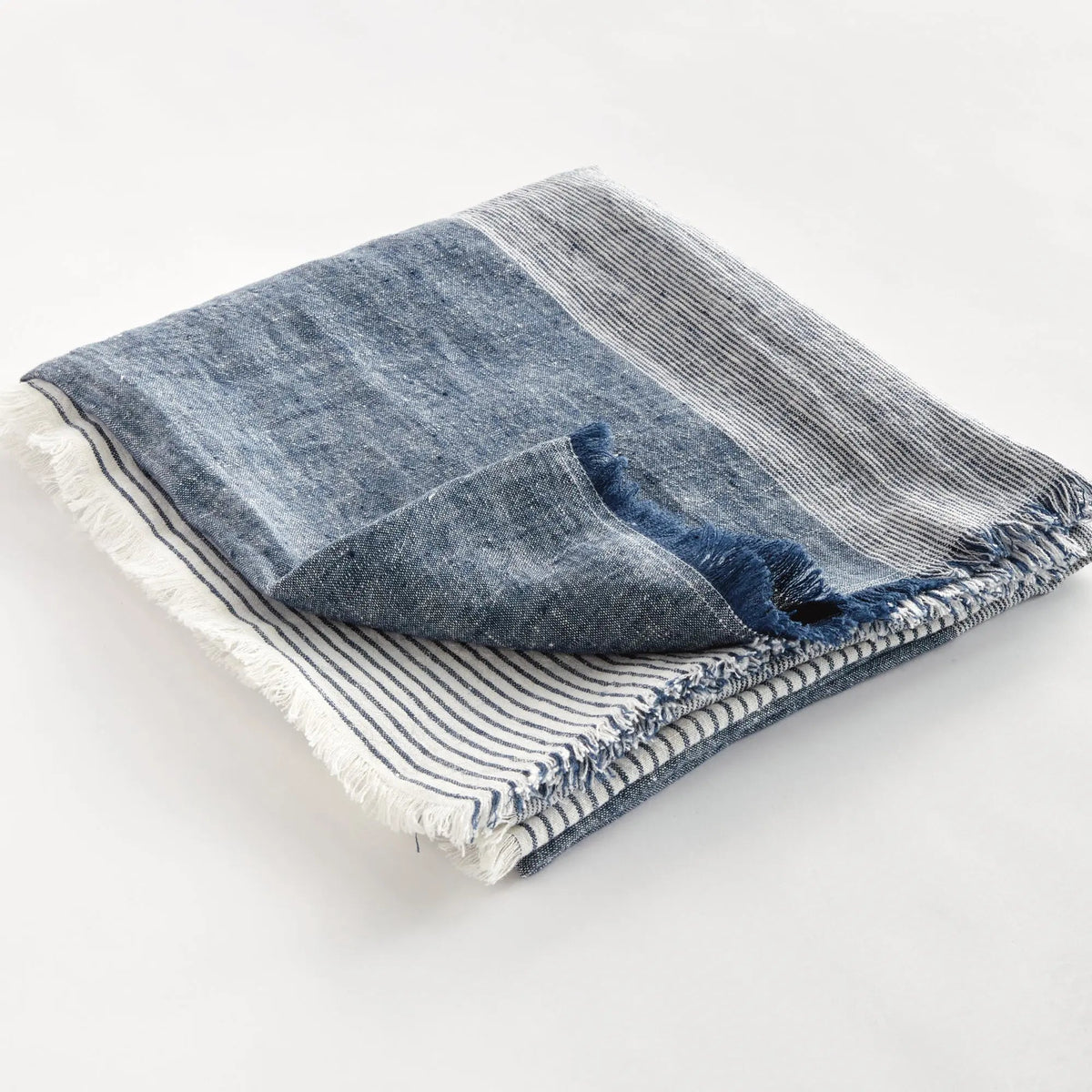 Storepavo Leon European Linen Throw – Navy & Ivory Woven Indoor Blanket - image 8