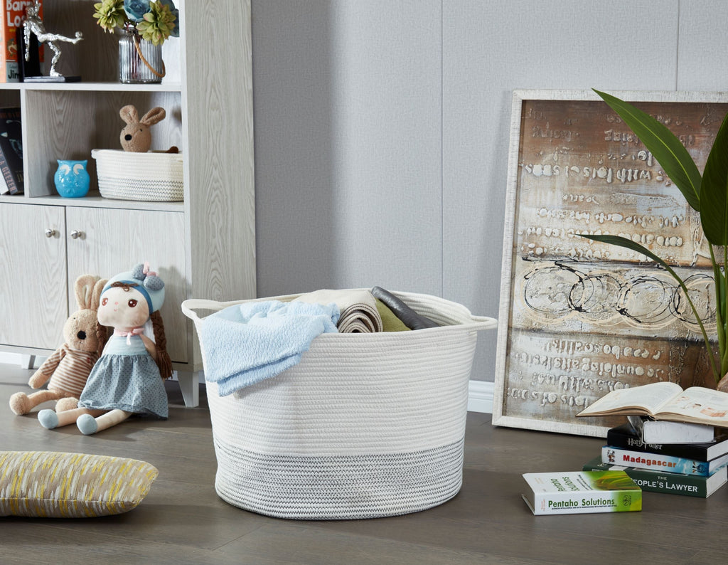 Storepavo Large Cotton Rope Baskets with Handles, Set of Two - image 4