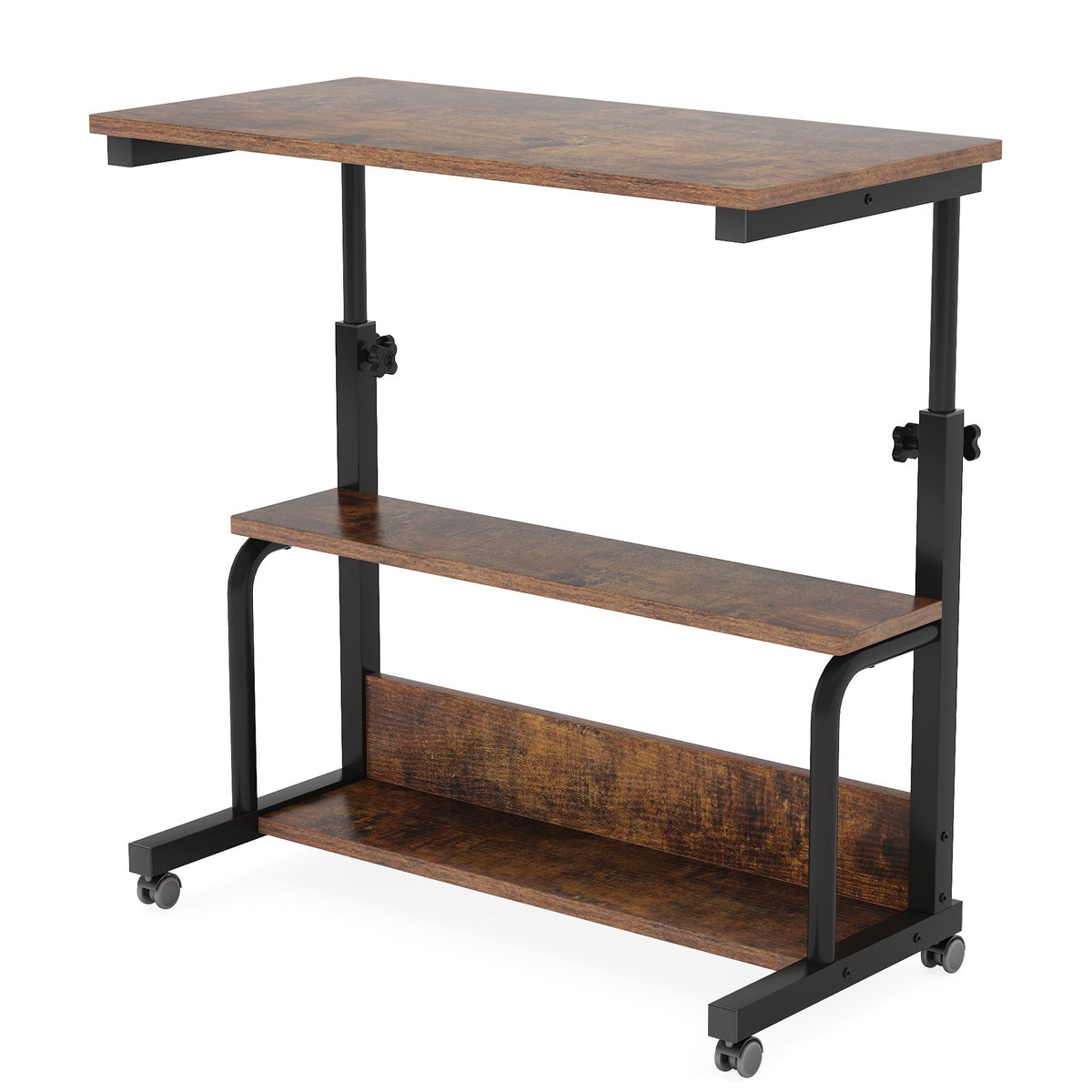 Storepavo Height-Adjustable Rolling Side Table with Shelves - image 2