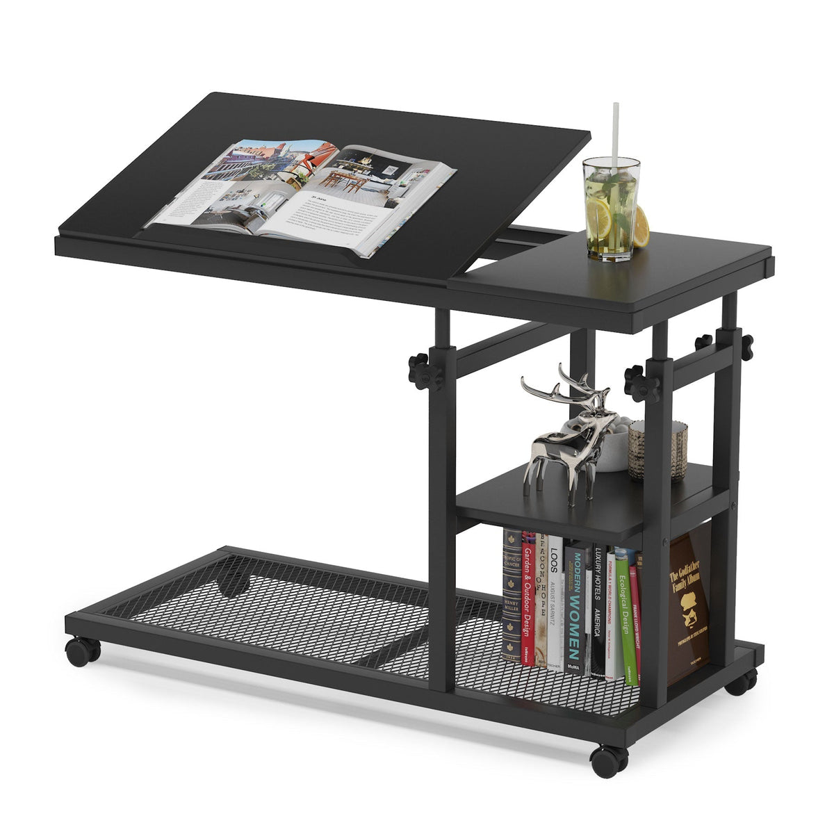 Storepavo Height-Adjustable C Side Table with Wheels - image 1