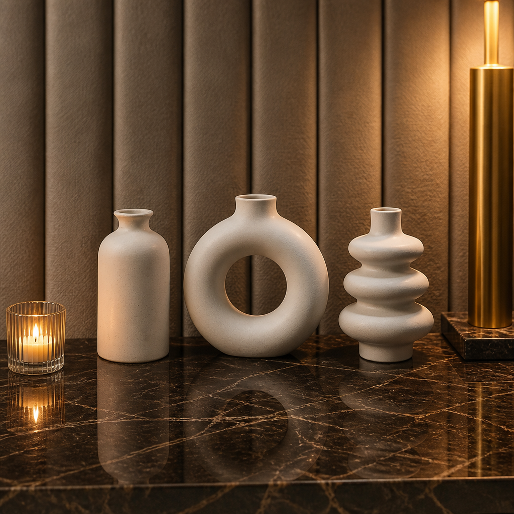 Three-Piece Sculptural Ceramic Vase Set - image 1