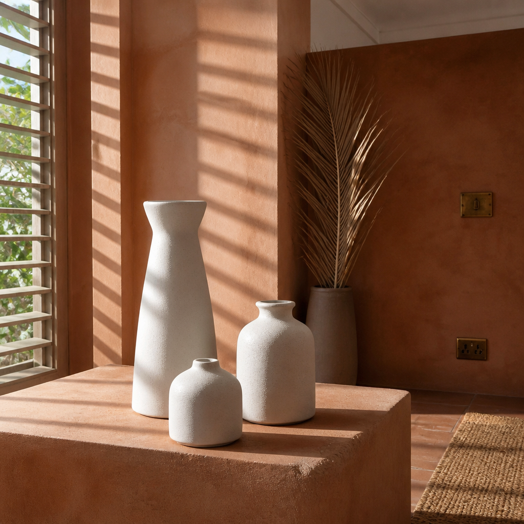 Three-Piece Speckled Ceramic Bottle Vase Set - image 2