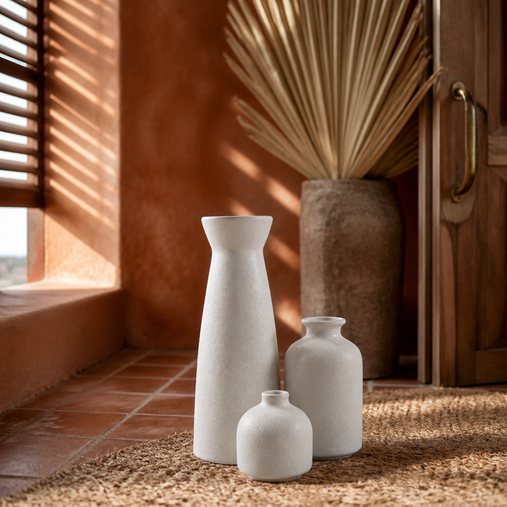 Three-Piece Speckled Ceramic Bottle Vase Set - image 4