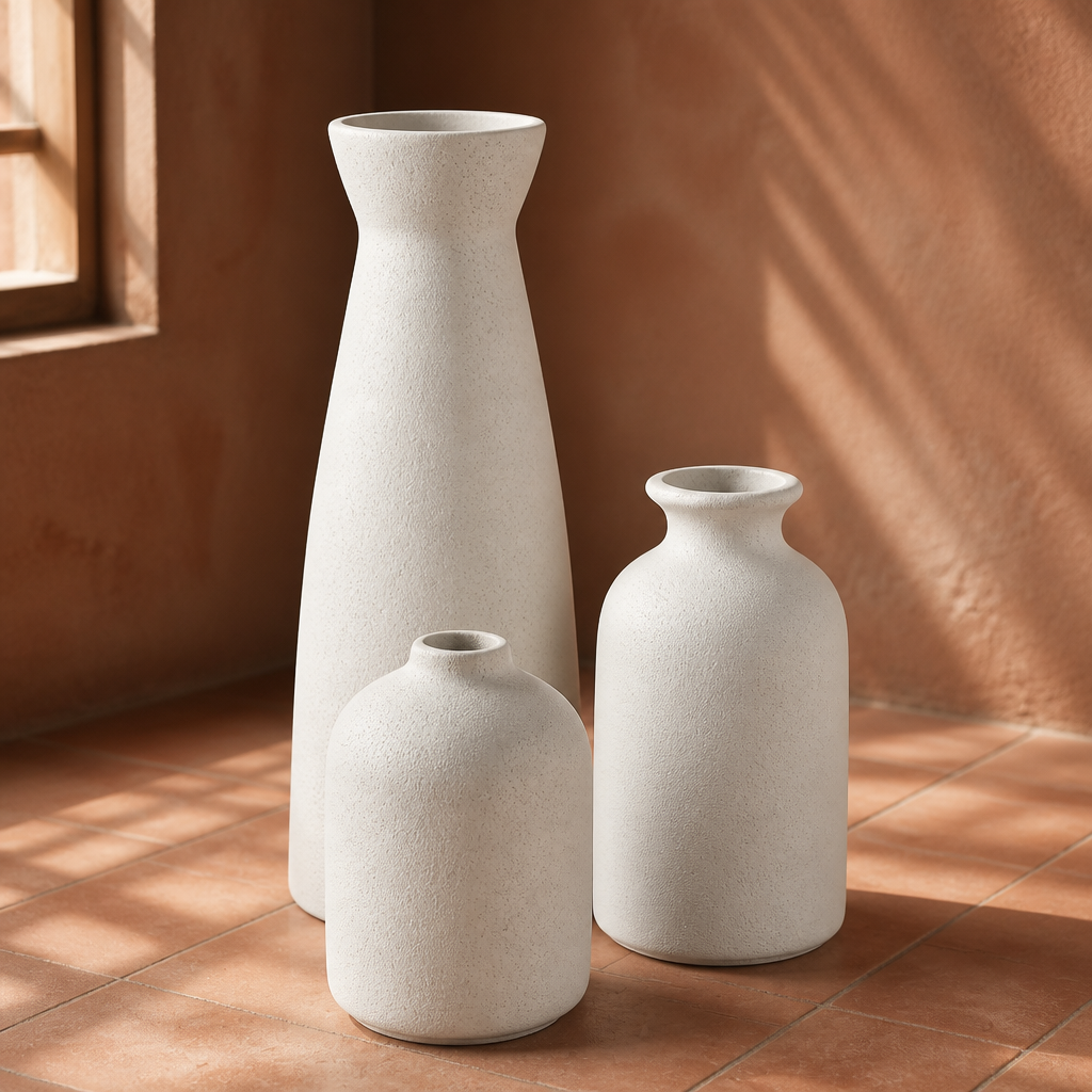 Three-Piece Speckled Ceramic Bottle Vase Set - image 1