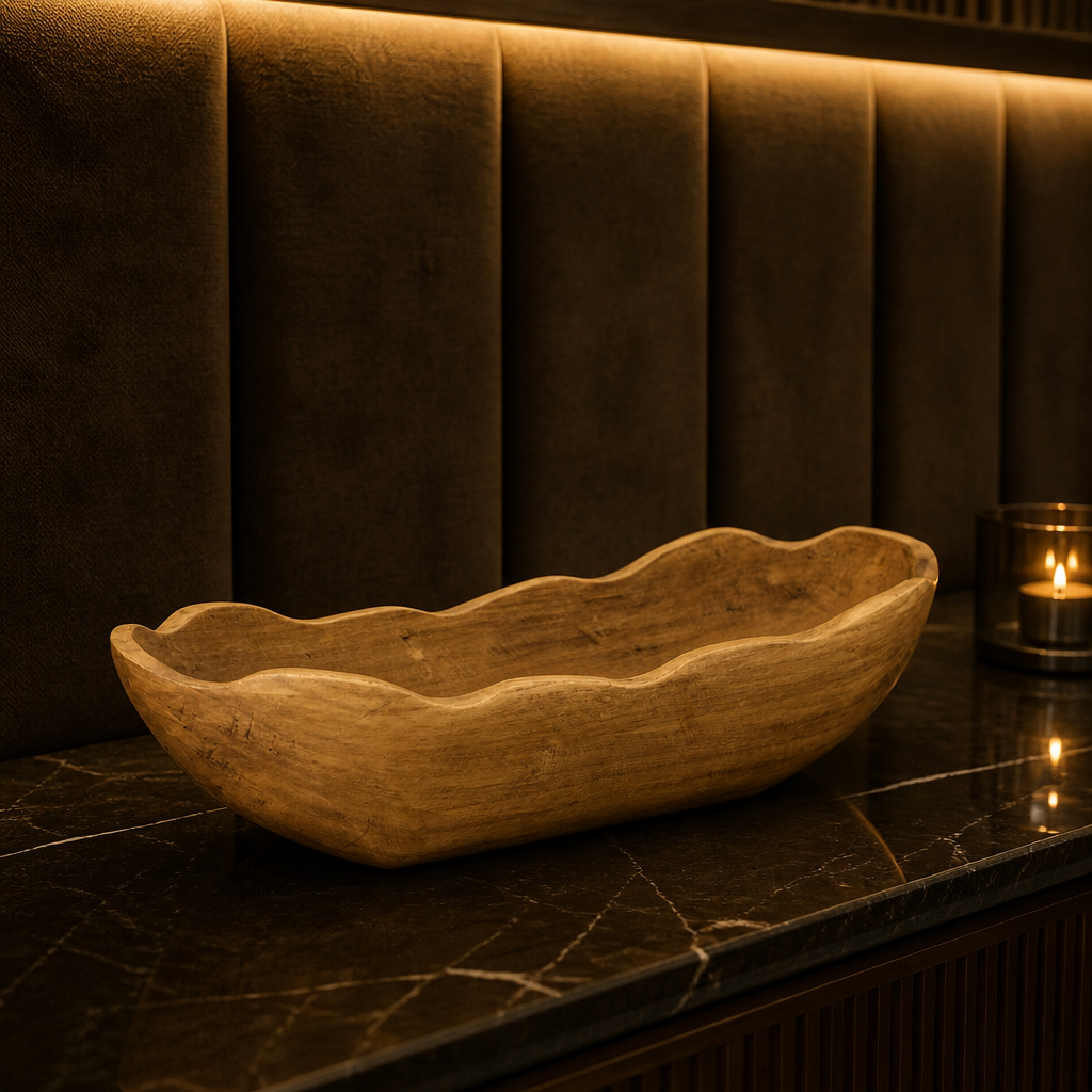 Mid-Brown Paulownia Wood 15-Inch Dough Bowl - image 1