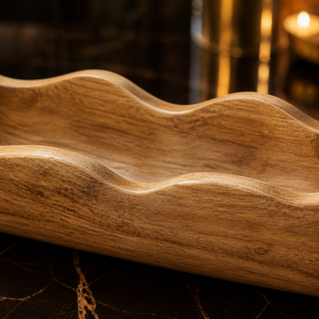 Mid-Brown Paulownia Wood 15-Inch Dough Bowl - image 8