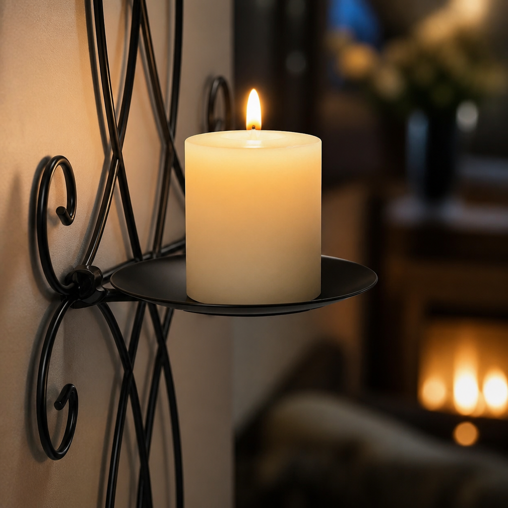 Set of Two Black Metal Wall Candle Sconces - image 5