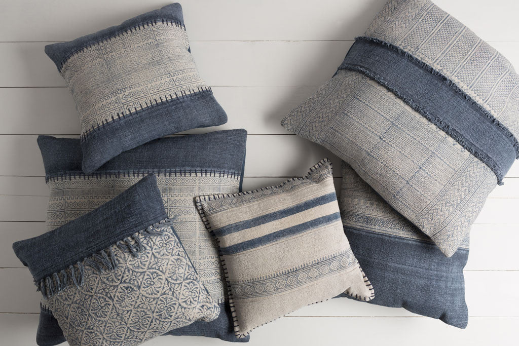 Storepavo Lola Cream, Navy & Pale Blue Pillow - image 2