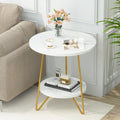 Storepavo 2-Tier Round Faux Marble End Table - image 1